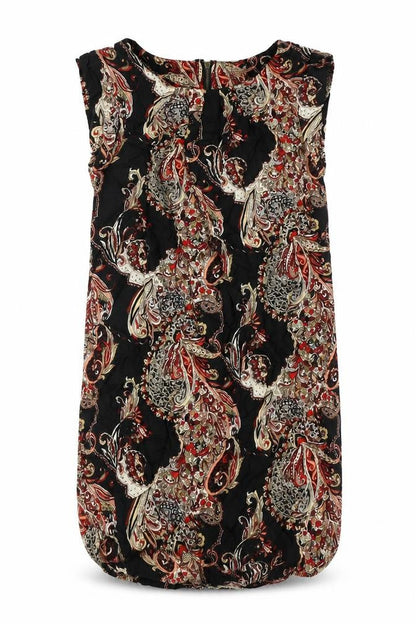 F&F Womens Black Geometric Viscose A-Line Size 8 Round Neck Zip