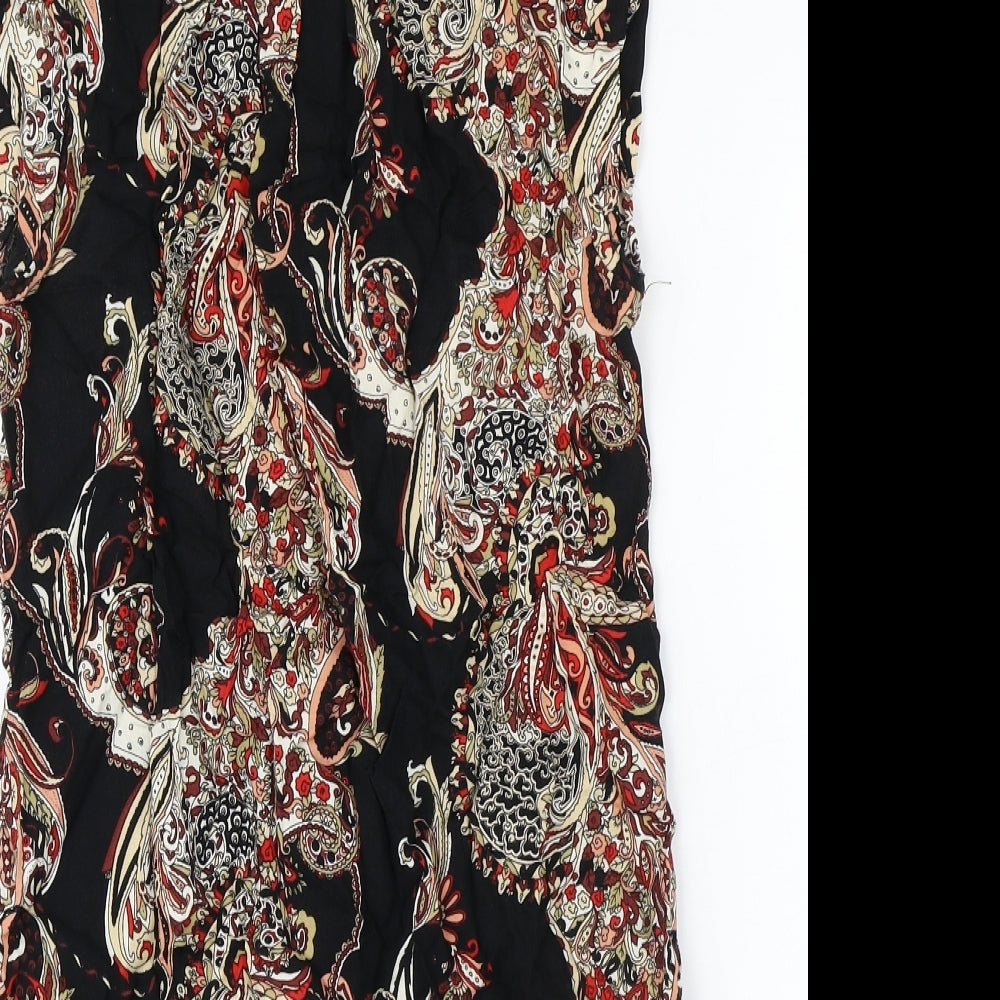 F&F Womens Black Geometric Viscose A-Line Size 8 Round Neck Zip