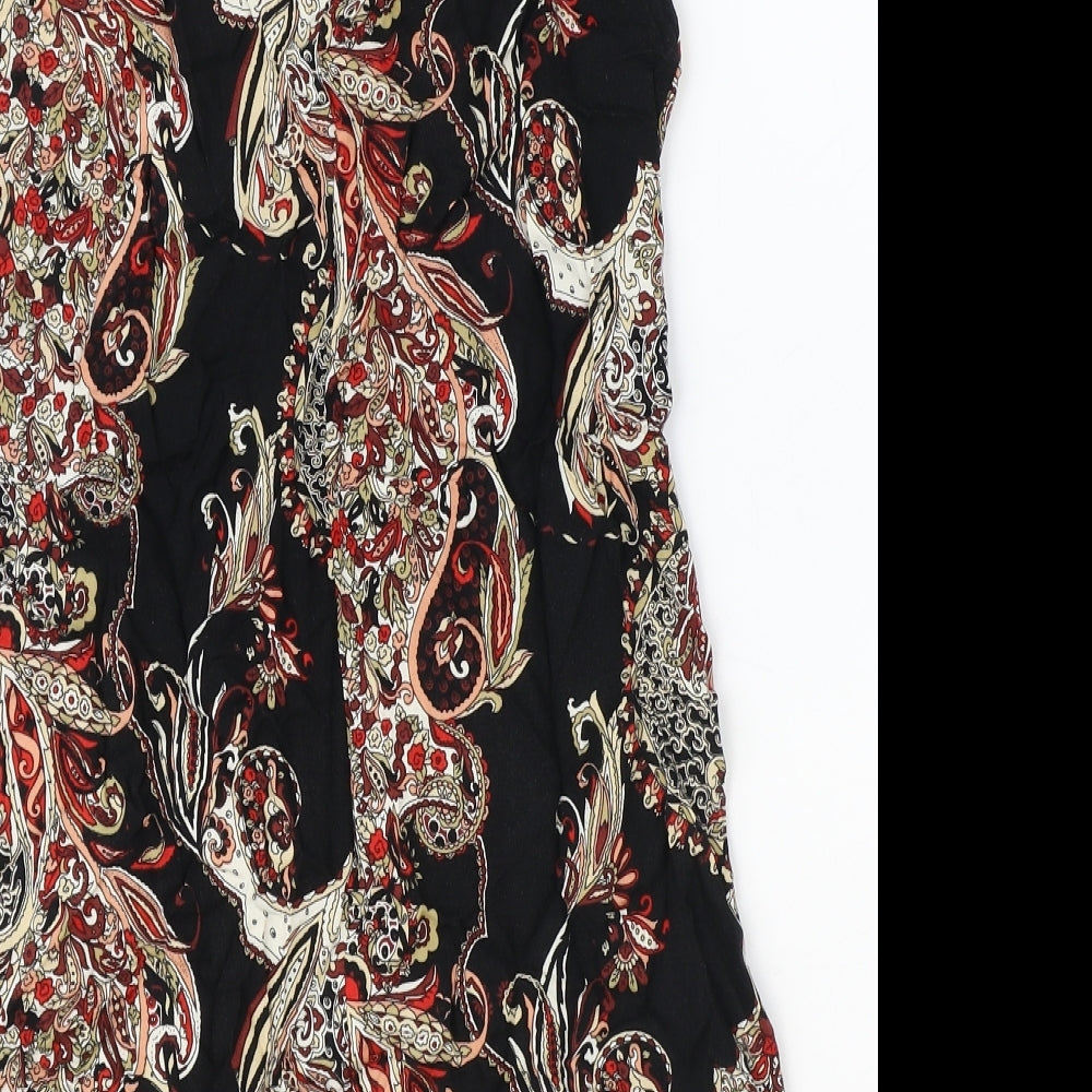 F&F Womens Black Geometric Viscose A-Line Size 8 Round Neck Zip