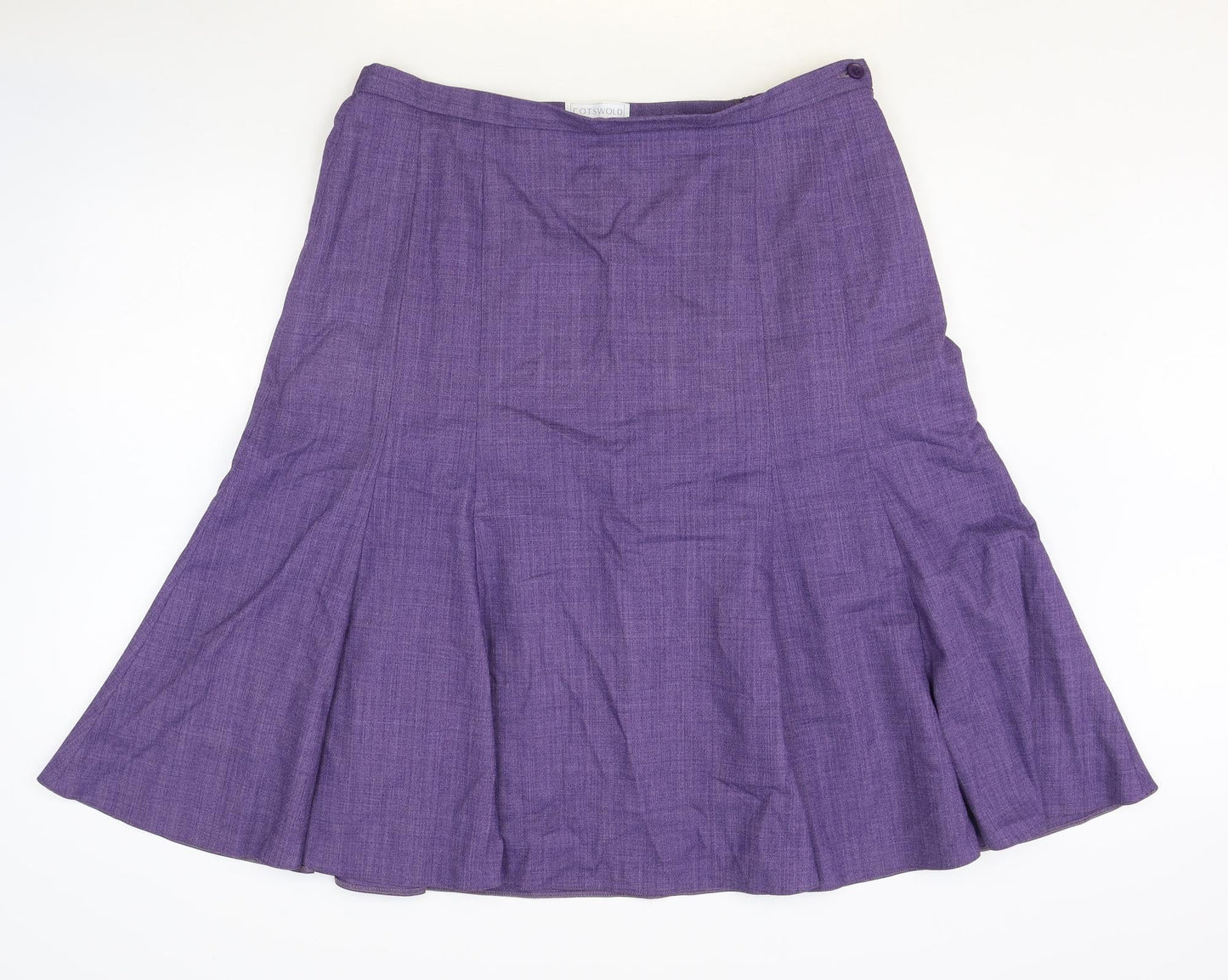 Cotswold Collection Womens Purple Polyester Swing Skirt Size 12 Zip