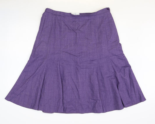 Cotswold Collection Womens Purple Polyester Swing Skirt Size 12 Zip