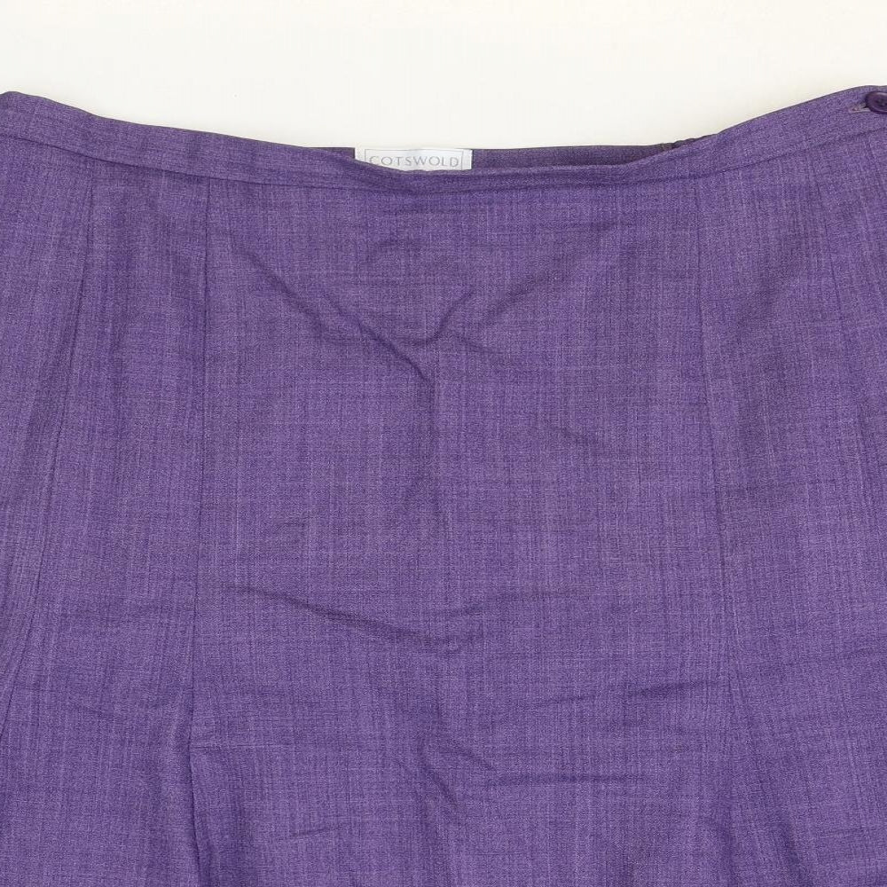 Cotswold Collection Womens Purple Polyester Swing Skirt Size 12 Zip