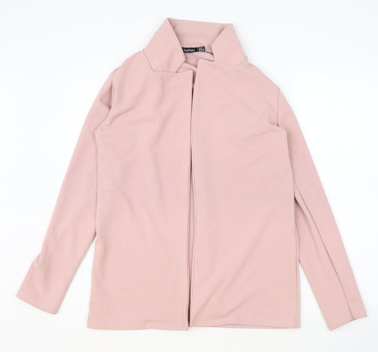 Boohoo Womens Pink V-Neck Polyester Cardigan Jumper Size 10