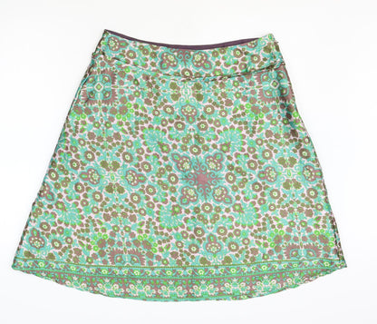 Lybgaard Womens Multicoloured Floral Polyester Swing Skirt Size M Zip