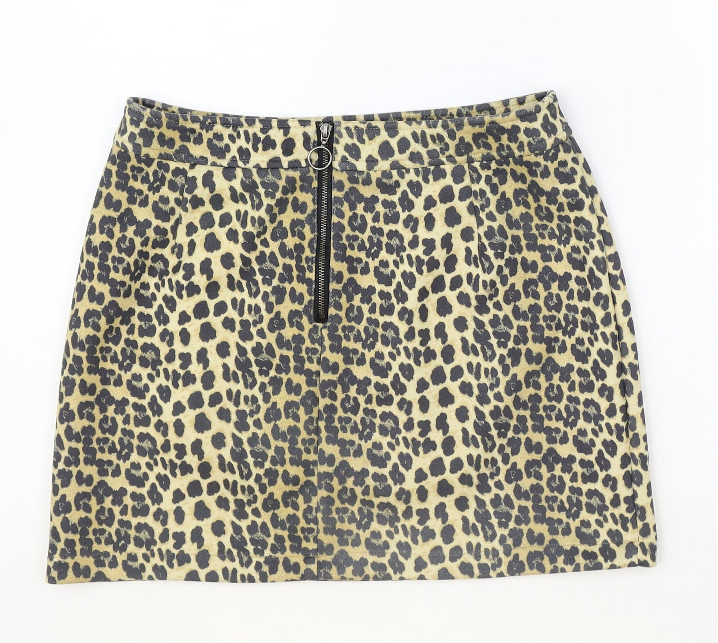 K.Zell Womens Brown Animal Print Polyester Straight & Pencil Skirt Size S Zip - Leopard Pattern