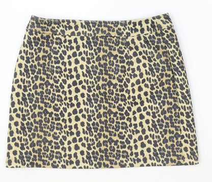 K.Zell Womens Brown Animal Print Polyester Straight & Pencil Skirt Size S Zip - Leopard Pattern