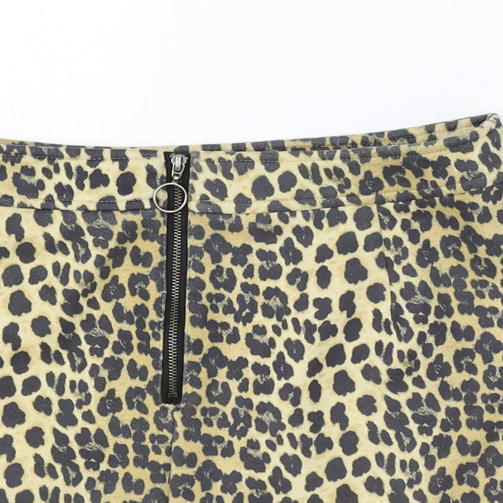 K.Zell Womens Brown Animal Print Polyester Straight & Pencil Skirt Size S Zip - Leopard Pattern