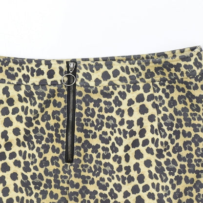 K.Zell Womens Brown Animal Print Polyester Straight & Pencil Skirt Size S Zip - Leopard Pattern