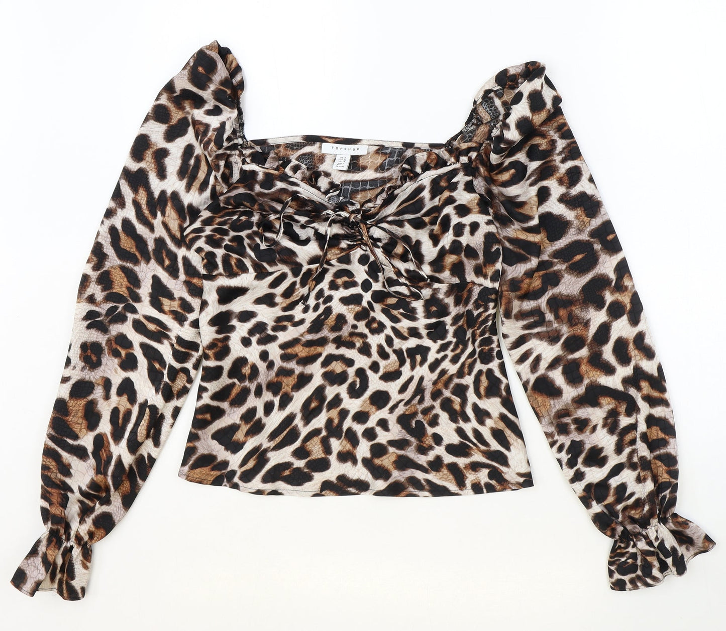 Womens UK Size 8 Topshop Brown Basic Blouse