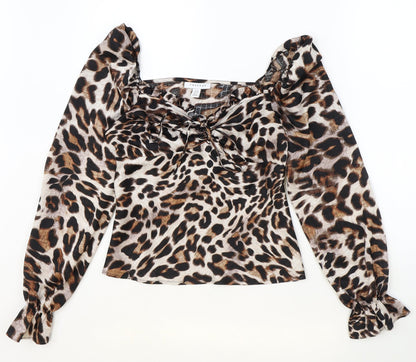 Womens UK Size 8 Topshop Brown Basic Blouse