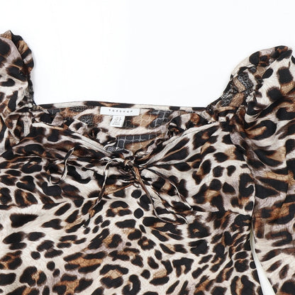 Womens UK Size 8 Topshop Brown Basic Blouse