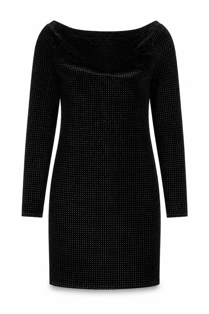 Quiz Womens Black Polyester A-Line Size 10 Boat Neck Pullover