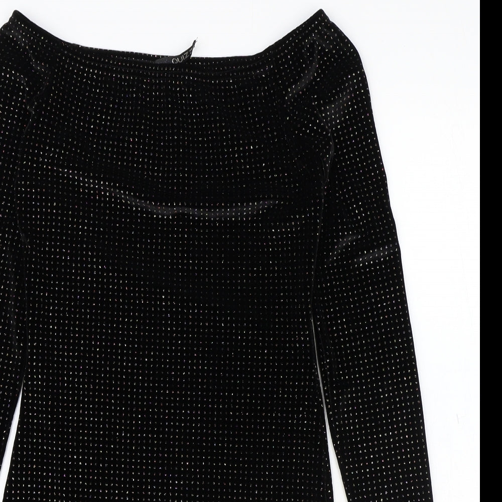 Quiz Womens Black Polyester A-Line Size 10 Boat Neck Pullover