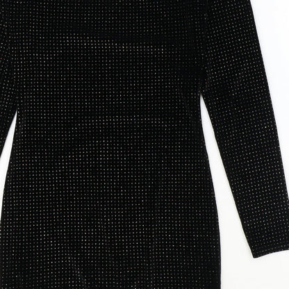 Quiz Womens Black Polyester A-Line Size 10 Boat Neck Pullover