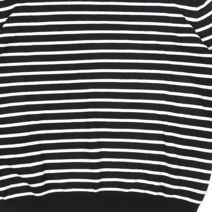 Mudflower Womens Black Scoop Neck Striped Viscose Pullover Jumper Size M