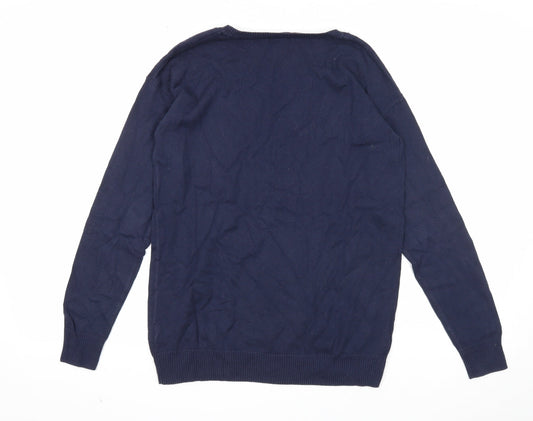 Gap Mens Blue Round Neck Acrylic Pullover Jumper Size S Long Sleeve - Merci