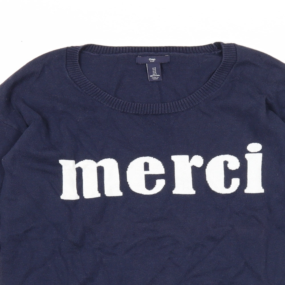 Gap Mens Blue Round Neck Acrylic Pullover Jumper Size S Long Sleeve - Merci