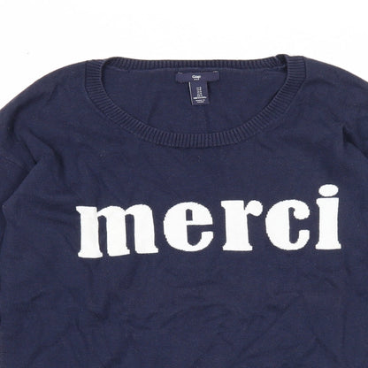 Gap Mens Blue Round Neck Acrylic Pullover Jumper Size S Long Sleeve - Merci