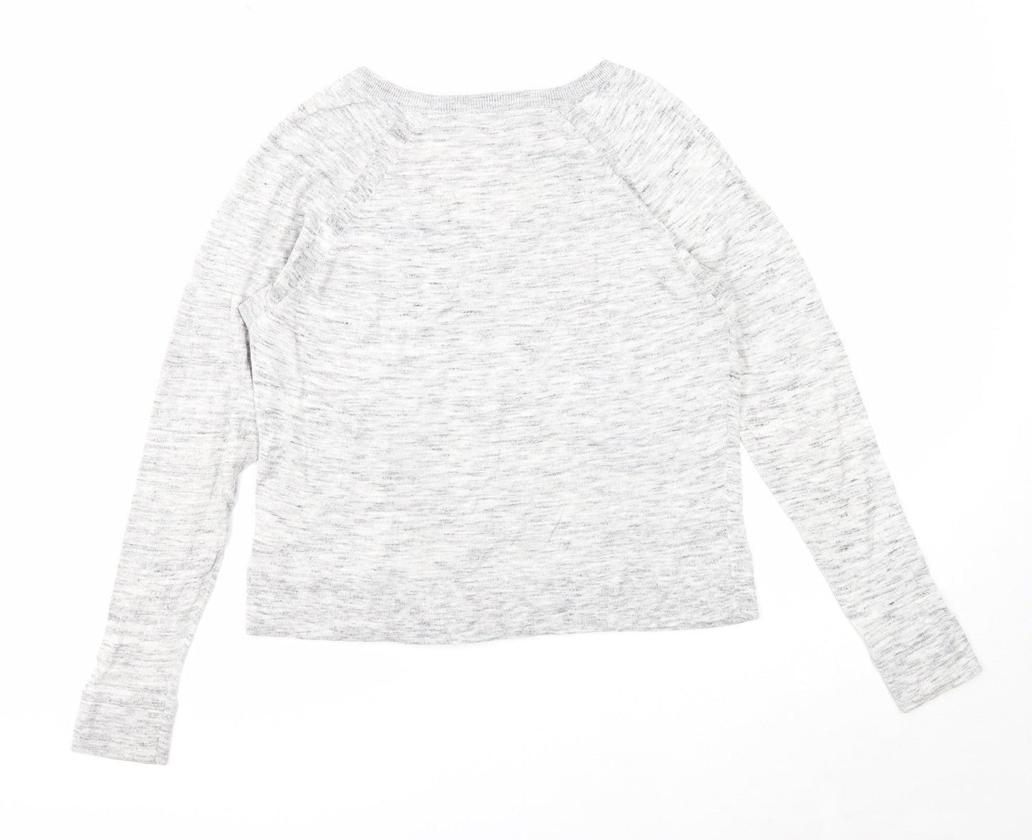 Feel the piece Womens Grey V-Neck Cotton Pullover Jumper Size XS