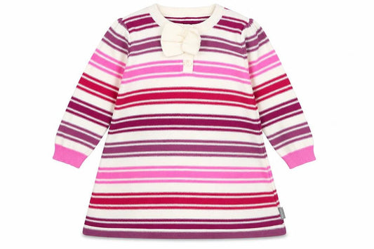 Nutmeg Girls White Striped Cotton Jumper Dress Size 6-9 Months Round Neck Pullover