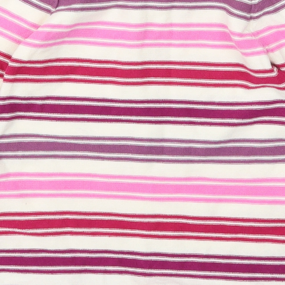Nutmeg Girls White Striped Cotton Jumper Dress Size 6-9 Months Round Neck Pullover