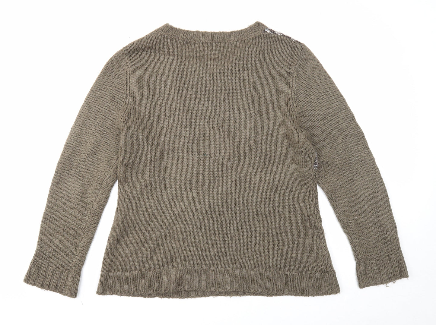 Kliss Womens Grey Round Neck Acrylic Pullover Jumper Size XL