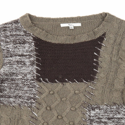 Kliss Womens Grey Round Neck Acrylic Pullover Jumper Size XL