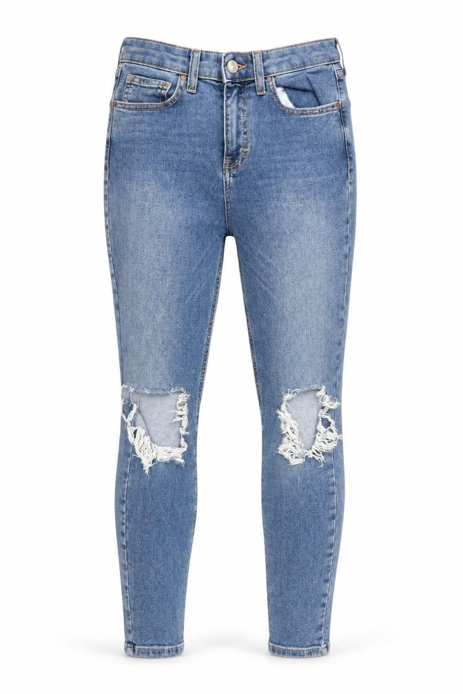 Topshop Womens Blue Cotton Skinny Jeans Size 28 in Regular Zip