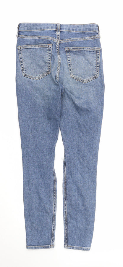 Topshop Womens Blue Cotton Skinny Jeans Size 28 in Regular Zip