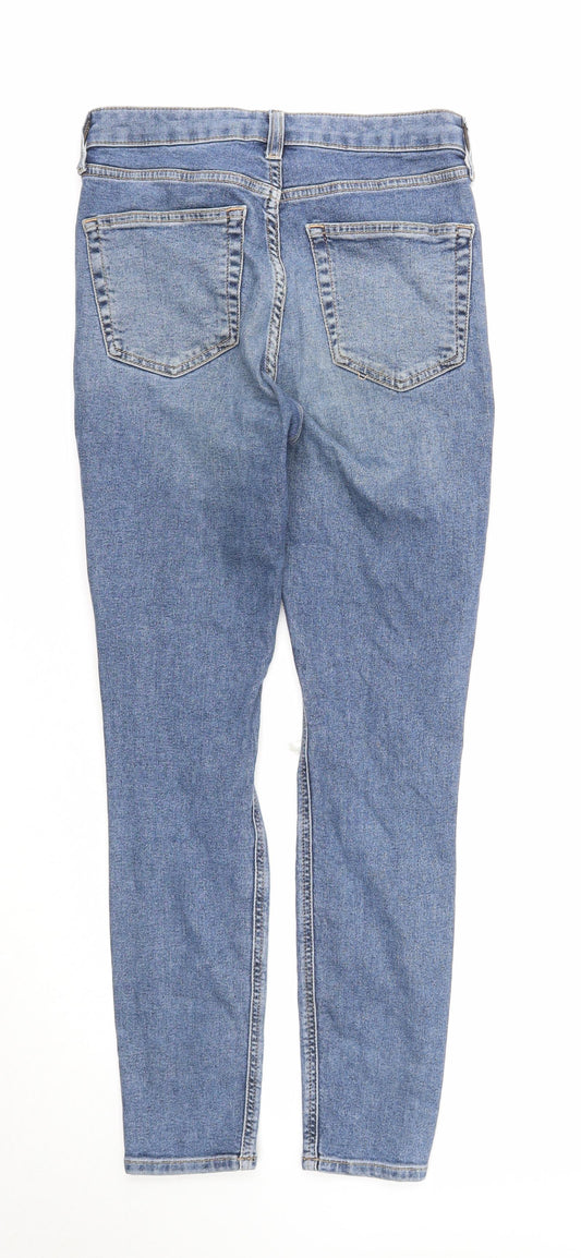 Topshop Womens Blue Cotton Skinny Jeans Size 28 in Regular Zip