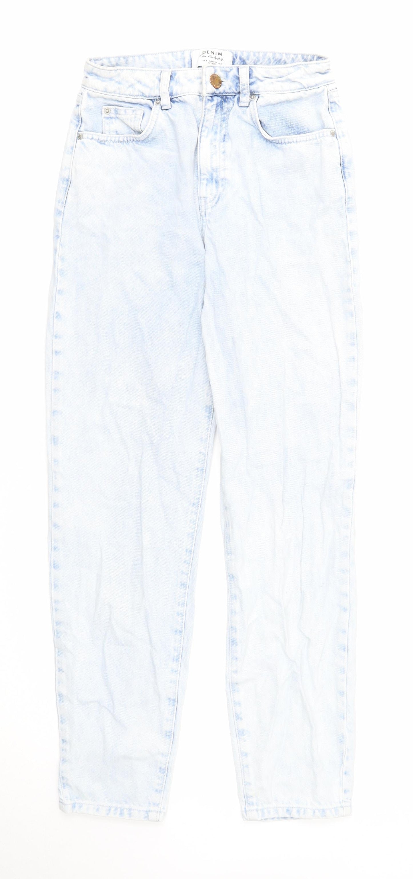 Miss Selfridge Womens Blue Cotton Skinny Jeans Size 4 Regular Zip