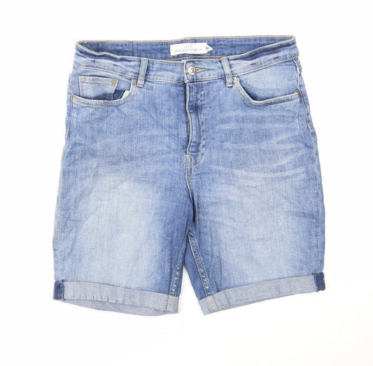 H&M Womens Blue Cotton Skimmer Shorts Size 21 in Regular Zip