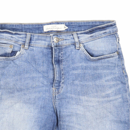 H&M Womens Blue Cotton Skimmer Shorts Size 21 in Regular Zip