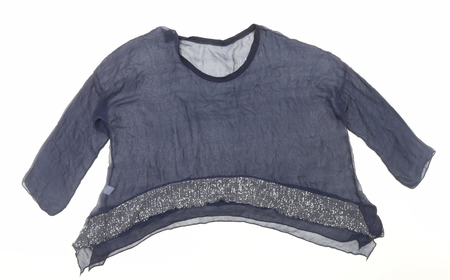 Womens UK Size L Preworn Blue Cropped Blouse