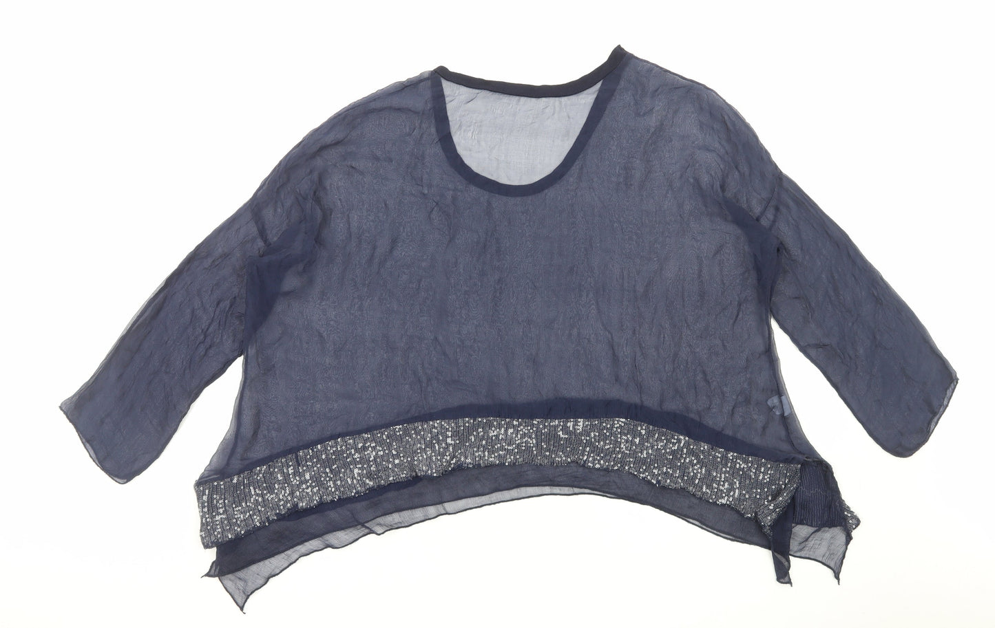 Womens UK Size L Preworn Blue Cropped Blouse