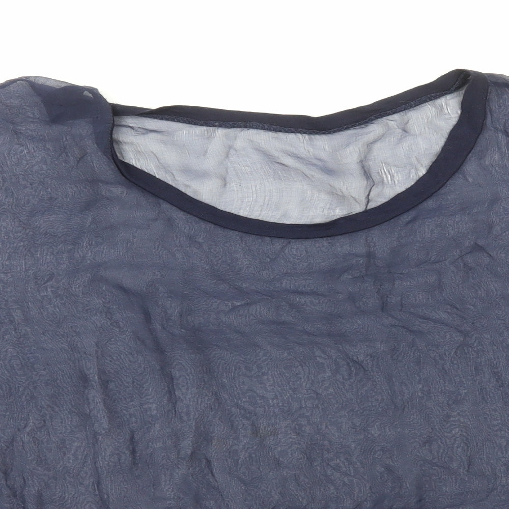 Womens UK Size L Preworn Blue Cropped Blouse
