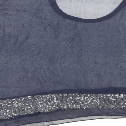 Womens UK Size L Preworn Blue Cropped Blouse
