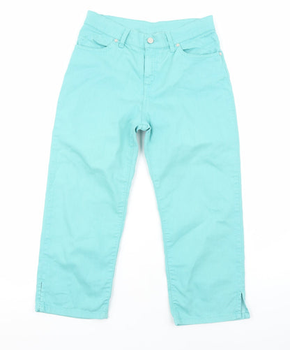 Per Una Womens Green Cotton Straight Jeans Size 10 Regular Zip