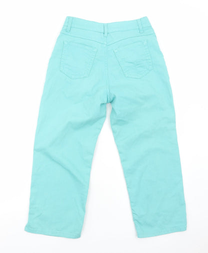 Per Una Womens Green Cotton Straight Jeans Size 10 Regular Zip