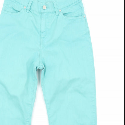 Per Una Womens Green Cotton Straight Jeans Size 10 Regular Zip