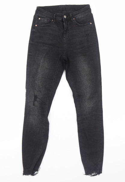 Primark Womens Black Cotton Skinny Jeans Size 10 Regular Zip
