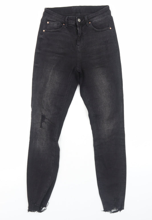 Primark Womens Black Cotton Skinny Jeans Size 10 Regular Zip