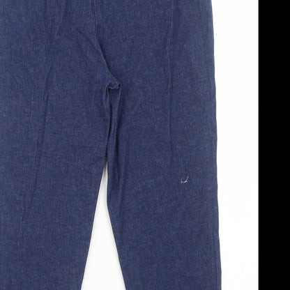 Essentials Womens Blue Cotton Straight Jeans Size 16 Regular Zip