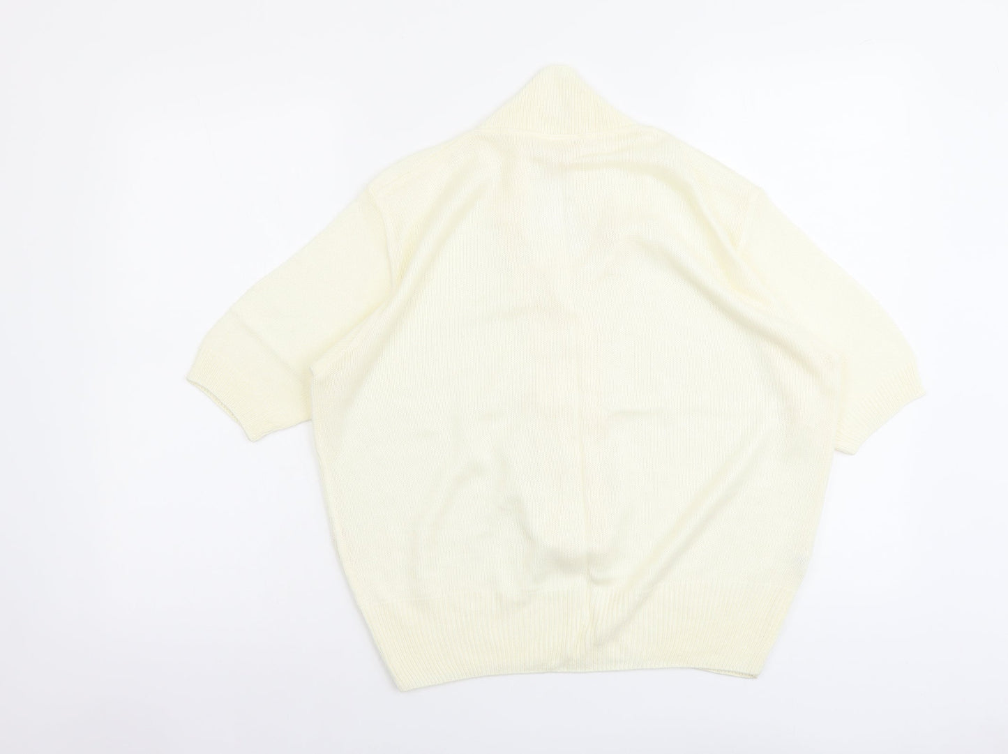 Mia Cassara Womens Ivory Collared Acrylic Cardigan Jumper Size M
