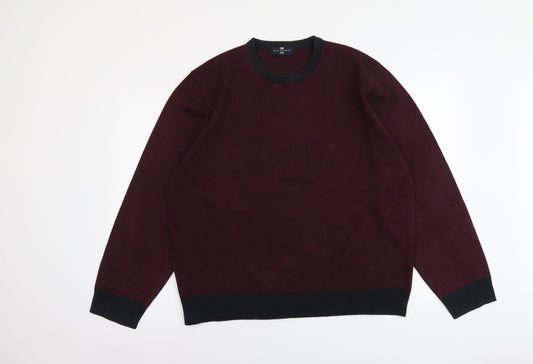 Marks and Spencer Mens Purple Round Neck Acrylic Pullover Jumper Size XL Long Sleeve