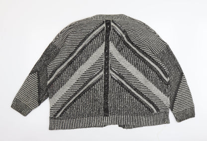 Womens UK Size L Sparkle & Fade Black Cardigan Jumper