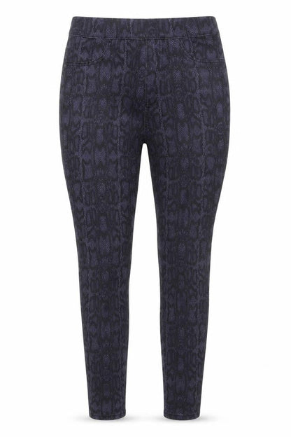 Marks and Spencer Womens Blue Animal Print Cotton Jegging Jeans Size 10 L26 in Regular - Snake Print