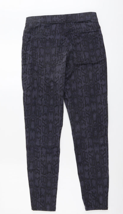 Marks and Spencer Womens Blue Animal Print Cotton Jegging Jeans Size 10 L26 in Regular - Snake Print