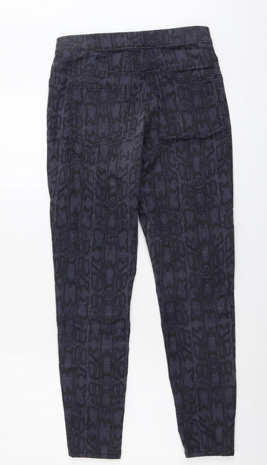Marks and Spencer Womens Blue Animal Print Cotton Jegging Jeans Size 10 L26 in Regular - Snake Print