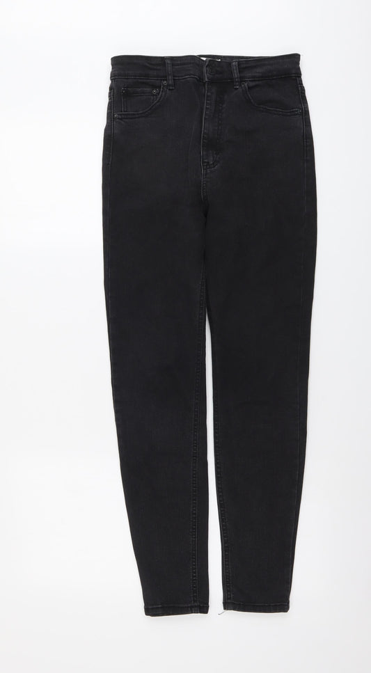 Pull&Bear Womens Black Cotton Skinny Jeans Size S L27 in Regular Button